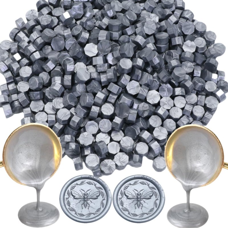 Atopbb 300Pcs Silver Sealing Wax Beads, Vintage Wax Seal Beads for WaxSeal Stamp, Great for Embellishment of Wedding Invitation, Envelope, Gift Wrapping, Wine Package (Silver) - Image 3